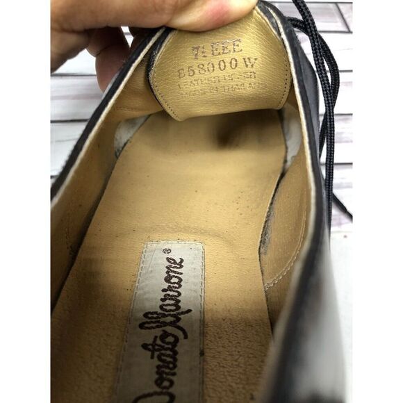 Donato Marrone Black Leather Cap Toe Oxfords Lace Up Shoes Men Sz 7.5EEE US/41EU - Picture 6 of 16